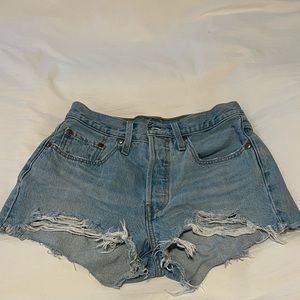 Levi’s 501 light wash jean shorts